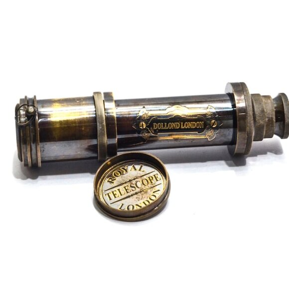 16" Brass Telescope with Leather Cover Pirate Spyglass Custom Gift for Christmas - Picture 2 of 6